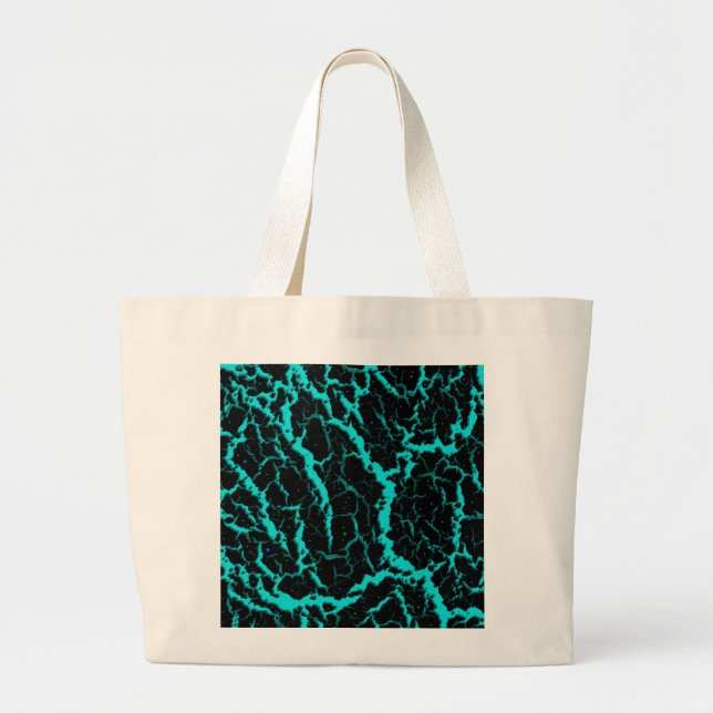 Cracked Space Lava - Cyan Large Tote Bag (Front)