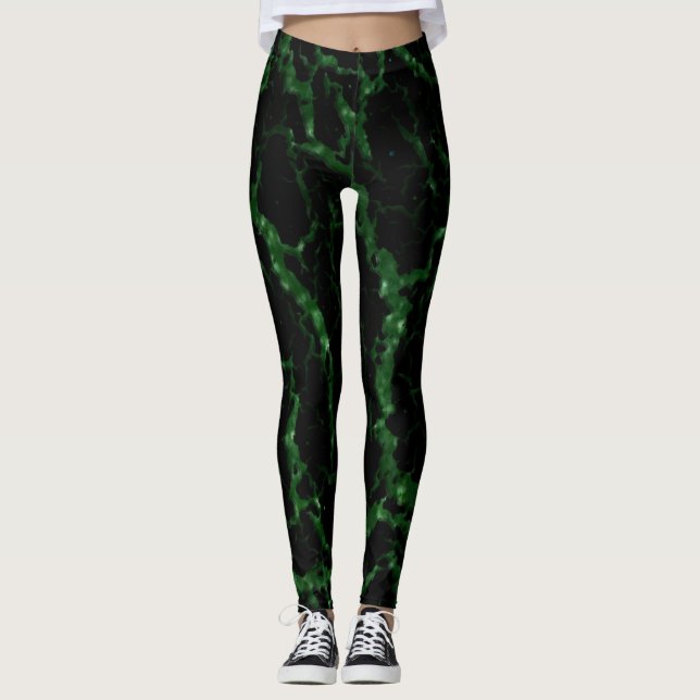 Cracked Space Lava - Glitter Green Leggings (Front)