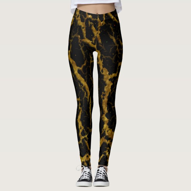 Cracked Space Lava - Glitter Orange Leggings (Front)