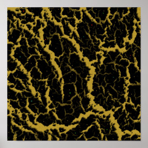 Cracked Space Lava - Gold Poster