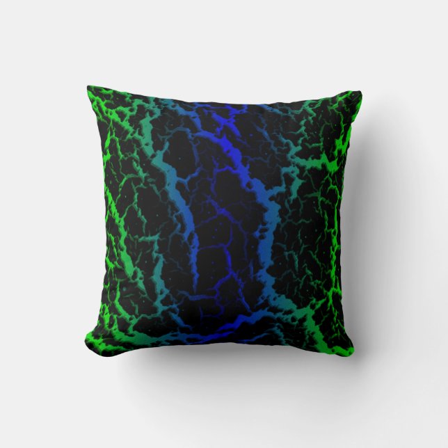 Cracked Space Lava - Green/Blue Cushion (Front)