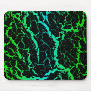 Cracked Space Lava - Green/Cyan Mouse Pad