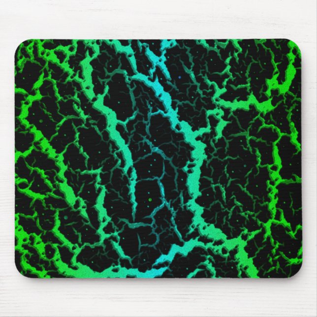 Cracked Space Lava - Green/Cyan Mouse Pad (Front)