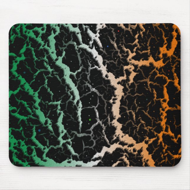 Cracked Space Lava - Green/White/Orange Mouse Pad (Front)