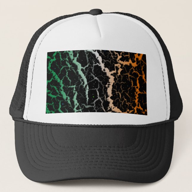 Cracked Space Lava - Green/White/Orange Trucker Hat (Front)