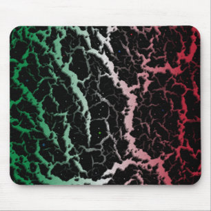 Cracked Space Lava - Green/White/Red Mouse Pad