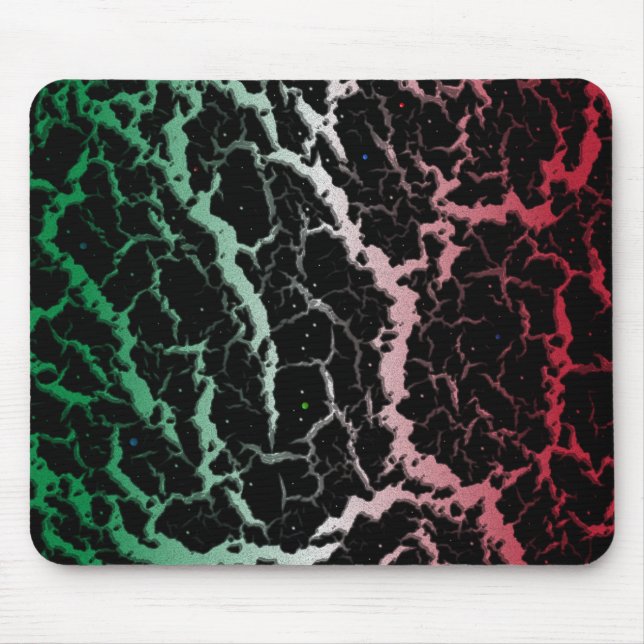Cracked Space Lava - Green/White/Red Mouse Pad (Front)