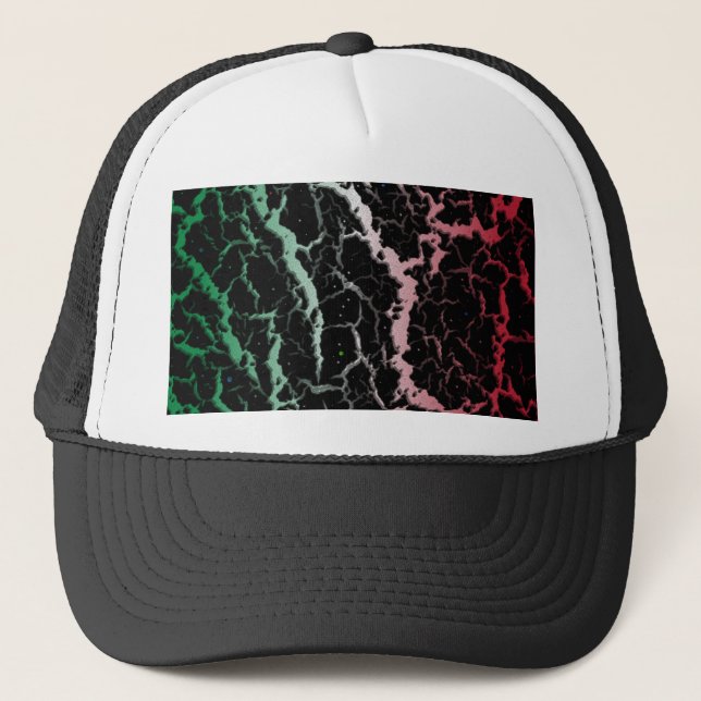 Cracked Space Lava - Green/White/Red Trucker Hat (Front)