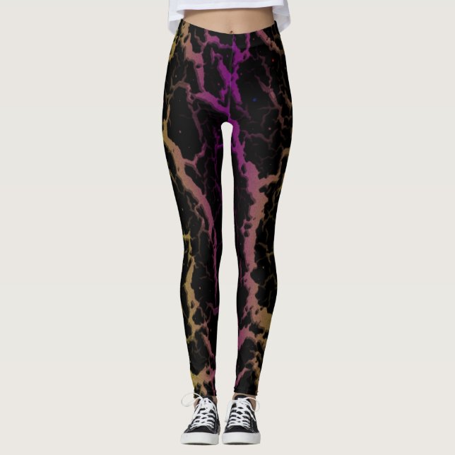 Cracked Space Lava - Lime/Purple Leggings (Front)
