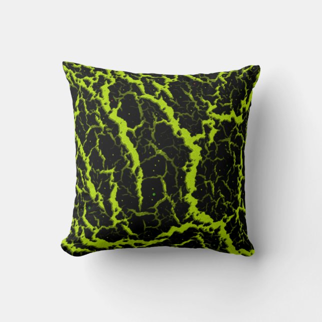 Cracked Space Lava - Lime Yellow Cushion (Front)