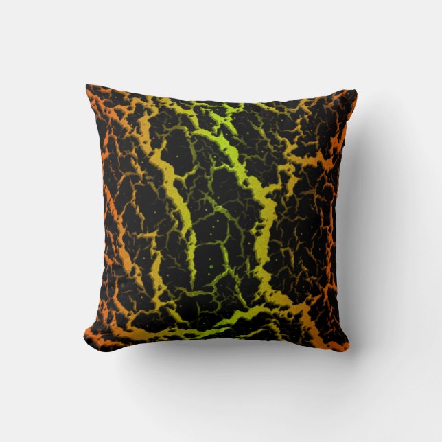 Cracked Space Lava - Orange/Lime Cushion (Front)