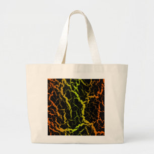 Cracked Space Lava - Orange/Lime Large Tote Bag