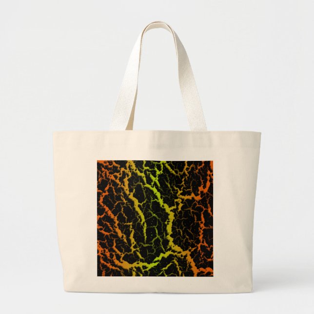 Cracked Space Lava - Orange/Lime Large Tote Bag (Front)