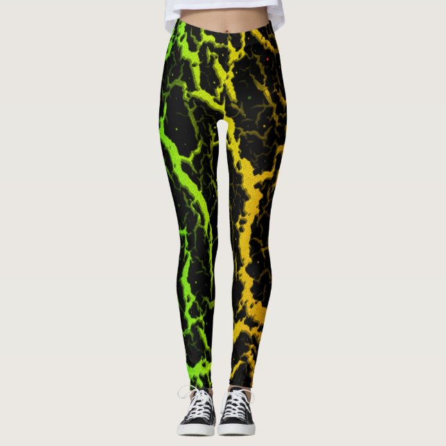 Cracked Space Lava - Rainbow BGYOR Leggings (Front)