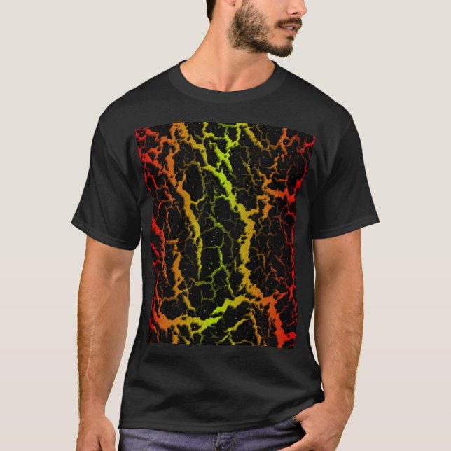 Cracked Space Lava - Red/Lime T-Shirt (Front)