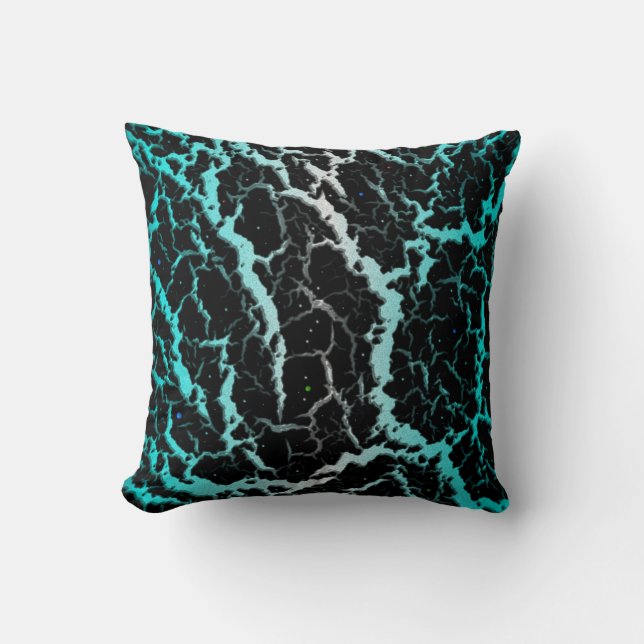 Cracked Space Lava - White/Cyan Cushion (Front)