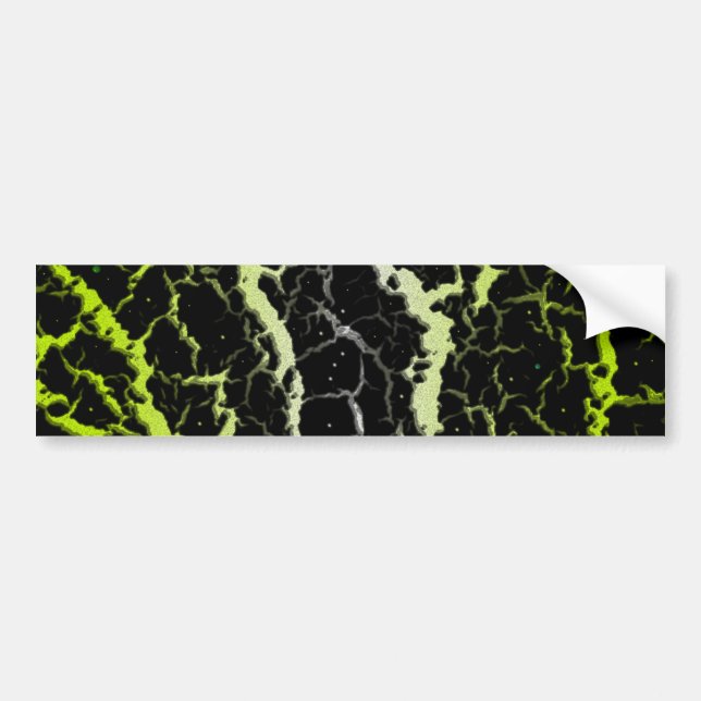 Cracked Space Lava - White/Lime Yellow Bumper Sticker (Front)