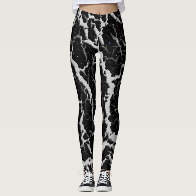 Cracked Space Lava - White/Silver Leggings (Front)
