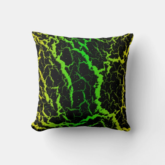 Cracked Space Lava - Yellow/Green Cushion (Front)