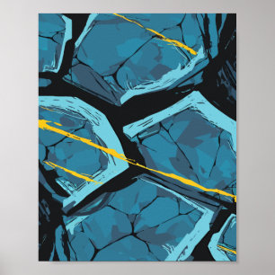 Cracked Surface with Electric Yellow Streaks Poster