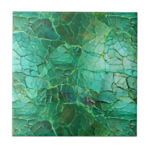 Cracked Texture in Shades of Green and Turquoise Tile