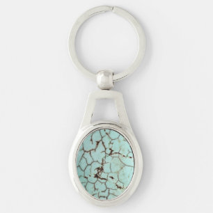 Cracked Turquoise Gemstone Key Ring