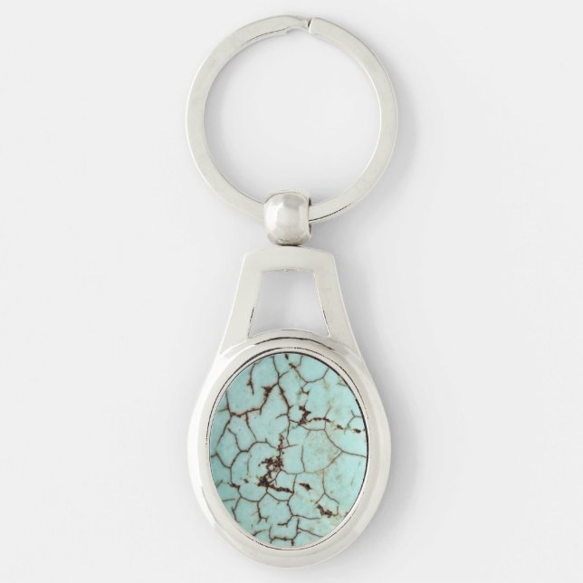Cracked Turquoise Gemstone Key Ring (Front)