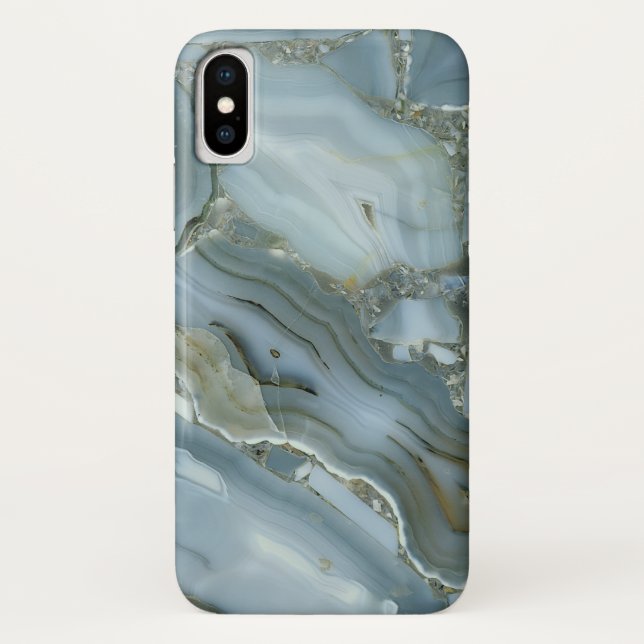 Cracked Turquoise Grey Green Blue Marble Texture Case-Mate iPhone Case (Back)