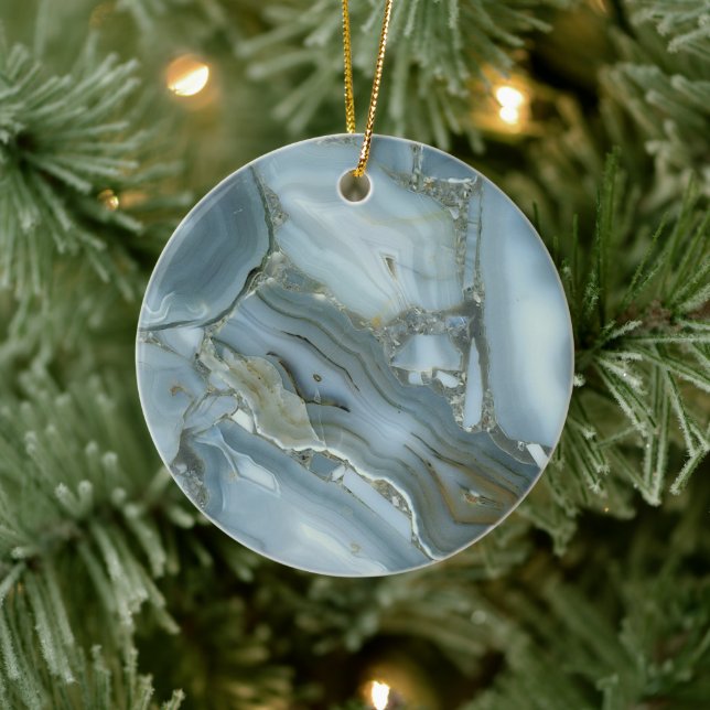 Cracked Turquoise Grey Green Blue Marble Texture Ceramic Tree Decoration (Tree)
