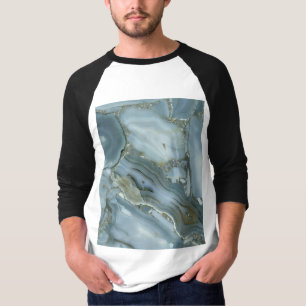 Cracked Turquoise Grey Green Blue Marble Texture T-Shirt