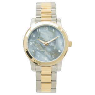 Cracked Turquoise Grey Green Blue Marble Texture Watch