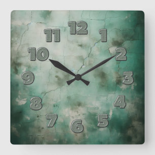 cracked wall look square wall clock