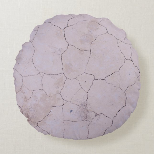 CRACKED WHITE CONCRETE FLOOR ROUND CUSHION (Front)