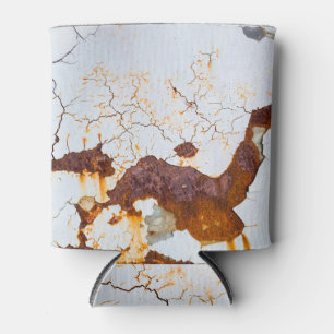 Cracked white paint, rusty car. can cooler
