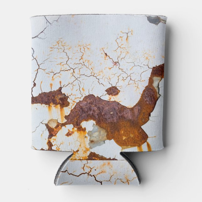 Cracked white paint, rusty car. can cooler (Front)