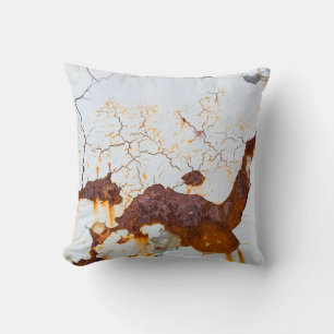Cracked white paint, rusty car. cushion