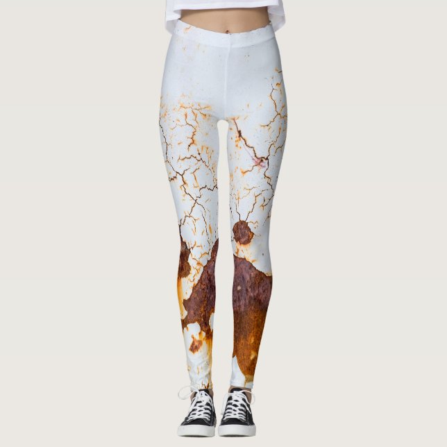 Cracked white paint, rusty car. leggings (Front)