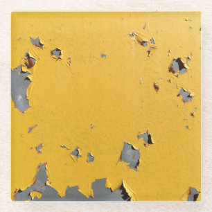 Cracked yellow metal: dirty texture. glass coaster