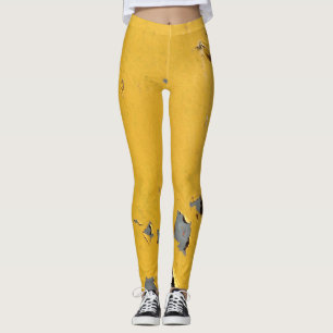 Cracked yellow metal: dirty texture. leggings