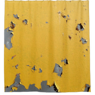 Cracked yellow metal: dirty texture. shower curtain