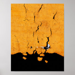 Cracked Yellow Road Paint Poster