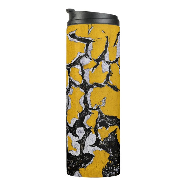 Cracked Yellow Road Paint Thermal Tumbler (Rotated Right)