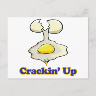 cracking up cracked egg postcard