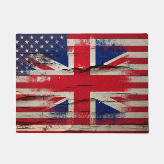 Crackle Paint | British American Flag Doormat