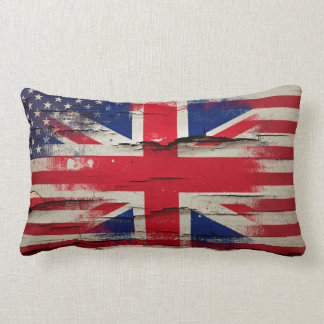 Crackle Paint | British American Flag Lumbar Cushion