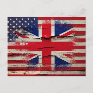 Crackle Paint | British American Flag Postcard