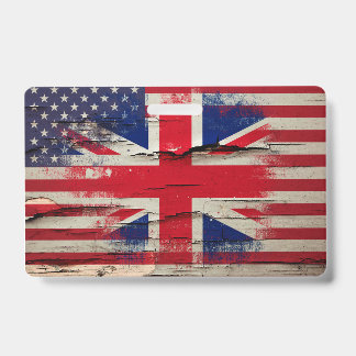 Crackle Paint | British Flag & American Flag ID Badge