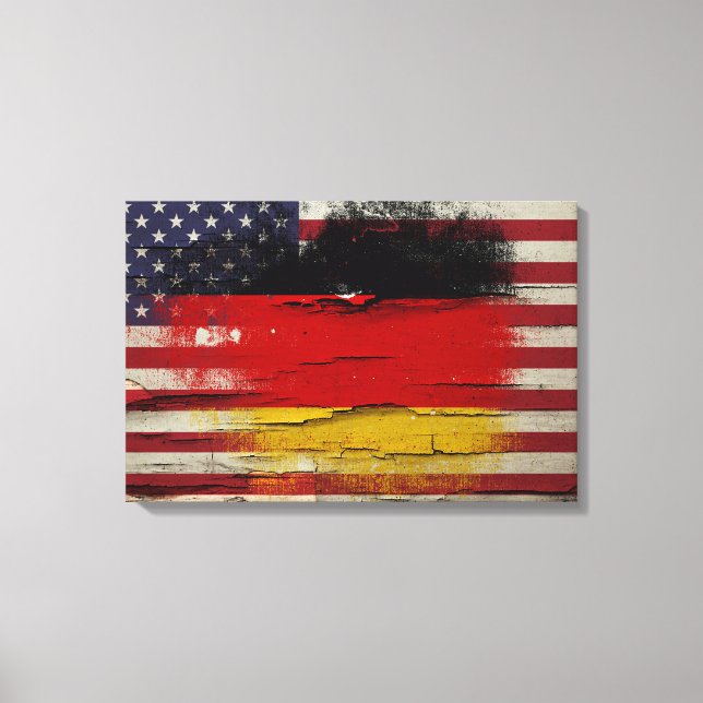 Crackle Paint | German American Flag Canvas Print (Front)