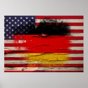 Crackle Paint German American Flag Poster