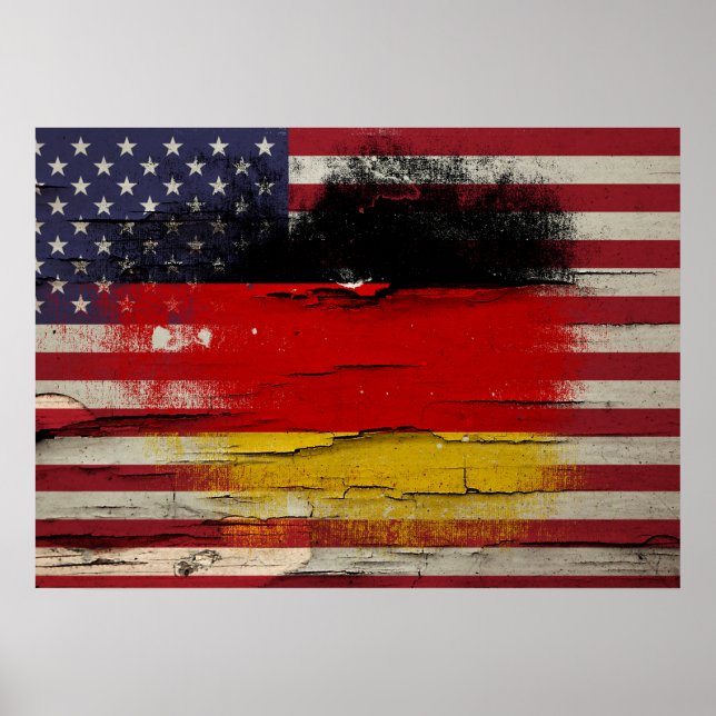 Crackle Paint | German American Flag Poster (Front)